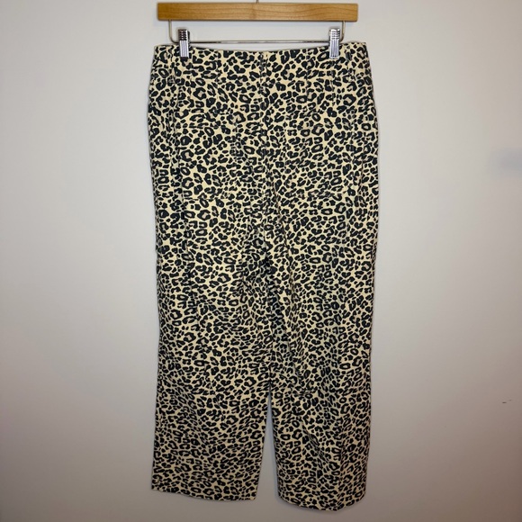 Nicole Miller Leopard Print Pants High Rise Straight Leg Size 6 - Picture 6 of 7